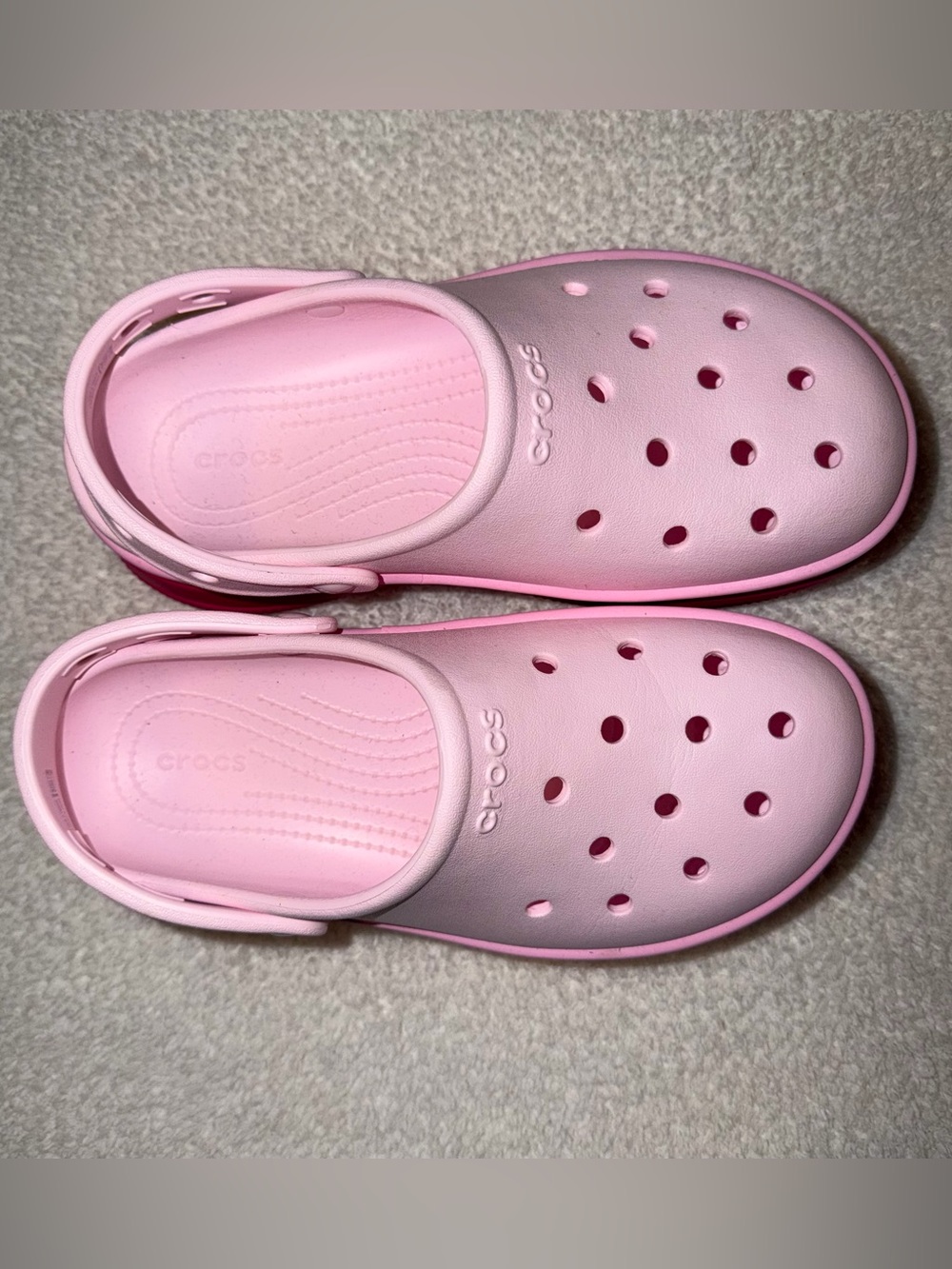 CROCS Two-Tone Pink Platform Clogs - Picture 3 of 4